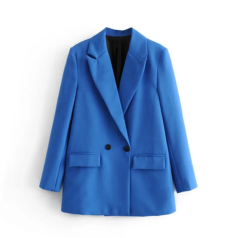 TRAF Women’s Blazer – Classic Tailored Elegance Blue