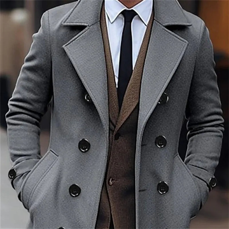 Men's Wool Trench Coat – Classic Double-Breasted Elegance