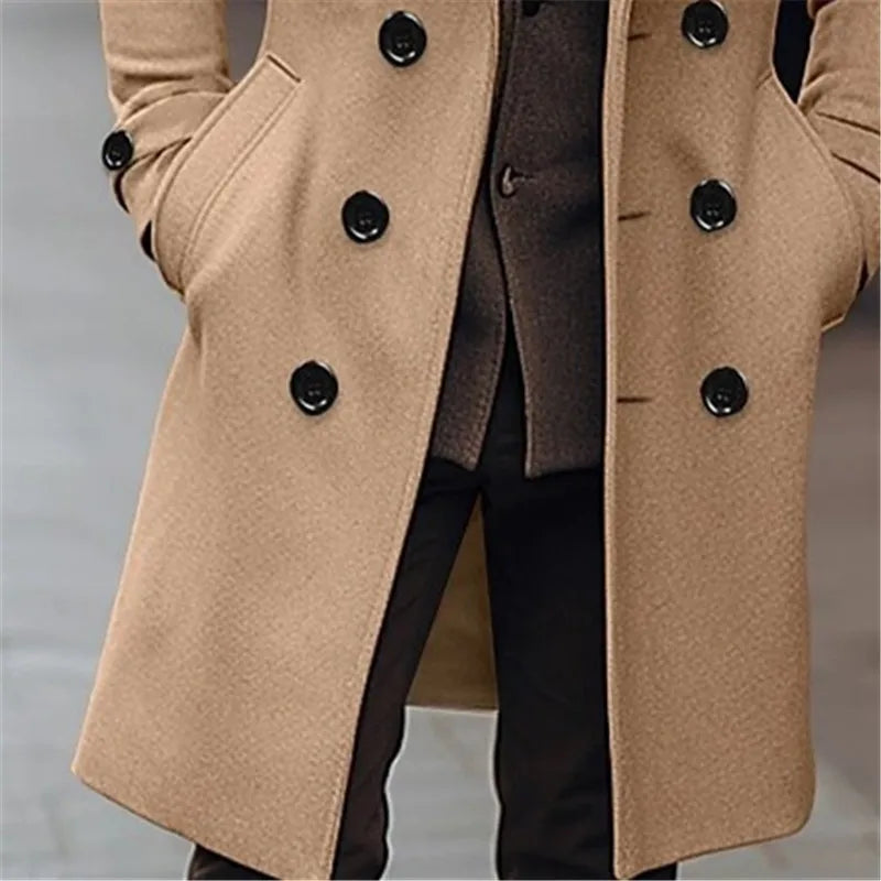 Men's Wool Trench Coat – Classic Double-Breasted Elegance