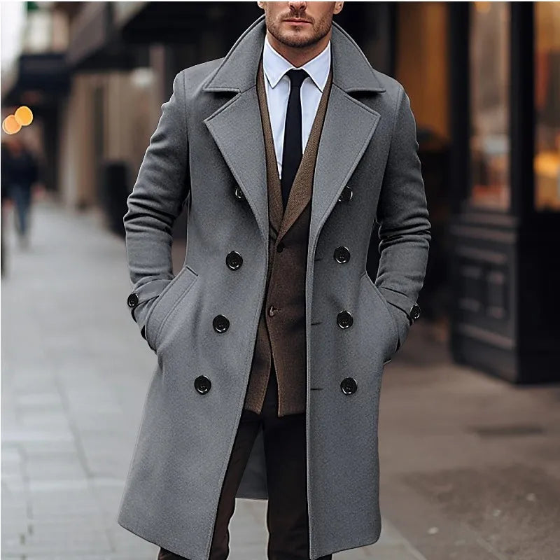 Men's Wool Trench Coat – Classic Double-Breasted Elegance