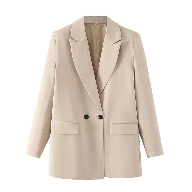 TRAF Women’s Blazer – Classic Tailored Elegance Begie