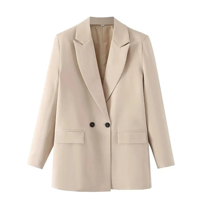 TRAF Women’s Blazer – Classic Tailored Elegance Begie