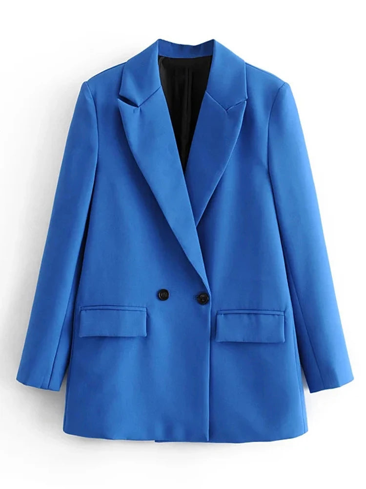 TRAF Women’s Blazer – Classic Tailored Elegance Blue